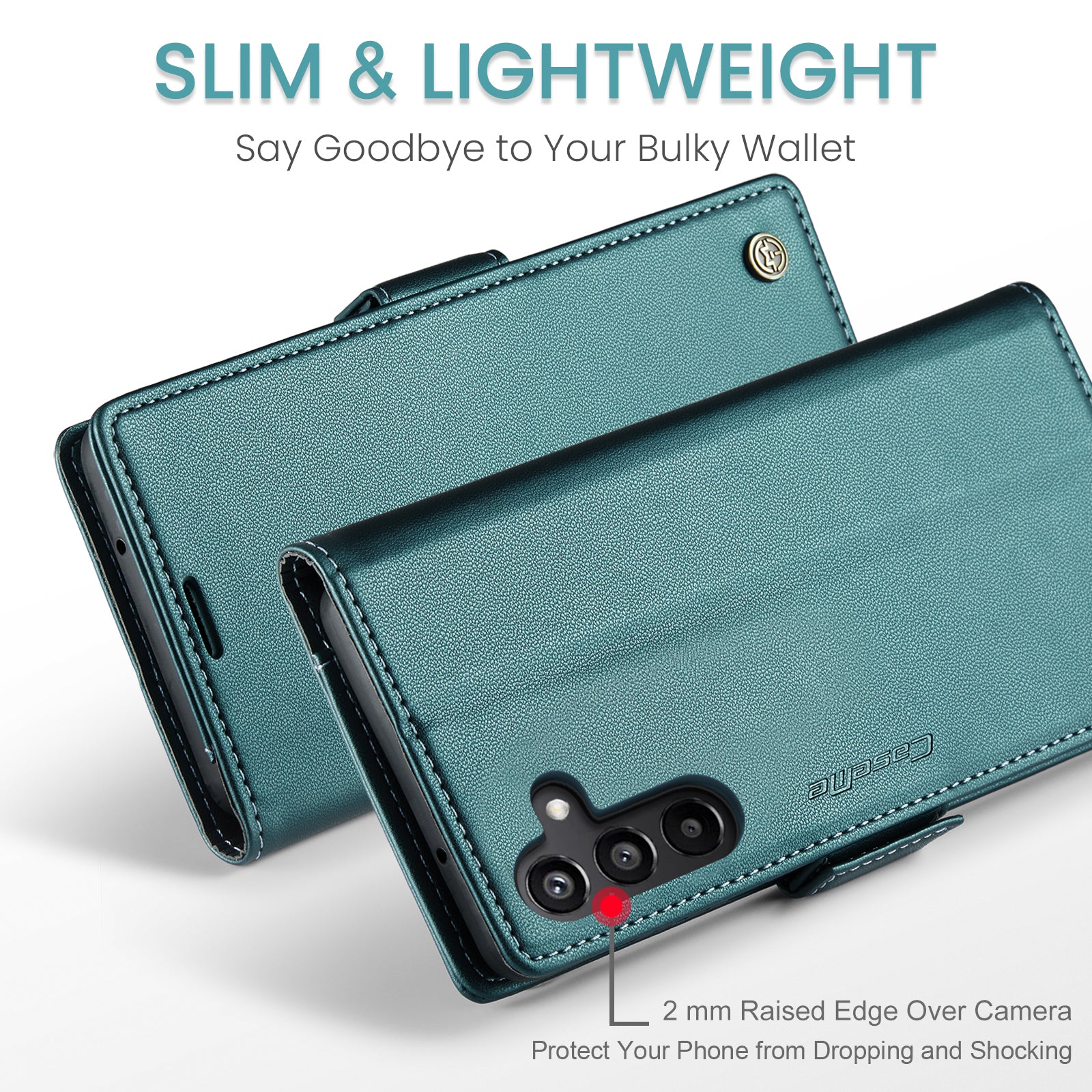 For Samsung Galaxy A16 5G / A16 4G Case CASEME 023 Series RFID Blocking Glossy Stand Phone Cover - Green For Samsung Galaxy A16 5G / A16 4G Case CASEME 023 Series RFID Blocking Glossy Stand Phone Cover - Green
